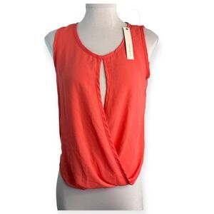 Finn&Clover Coral Faux Wrap Front‎ & Back Sleeveless Top Small NWT